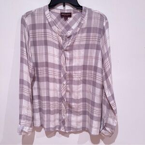 Johnston & Murphy Gray Plaid Rayon Shirt